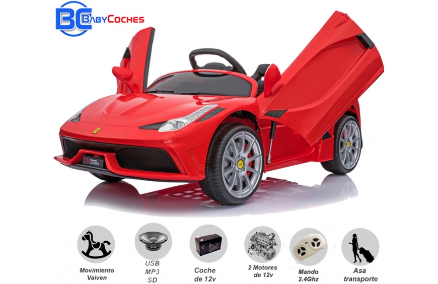 coche eléctrico para niños 458 Speciale con la descripción de sus carácteristicas.